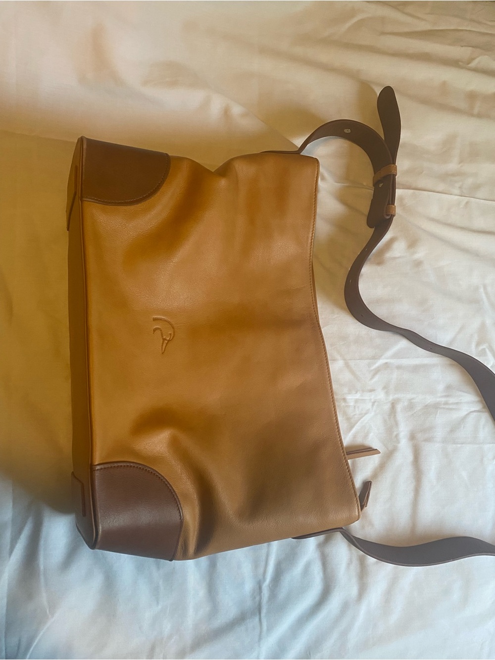 Camel Brown Leather Crossbody Shoulder Bag